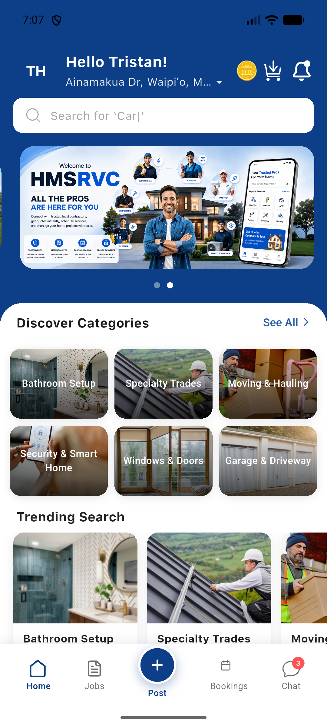 HMSRVC app — browse and post jobs for client properties